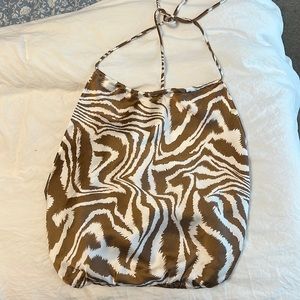 Cotton candy LA animal print halter open back tie top